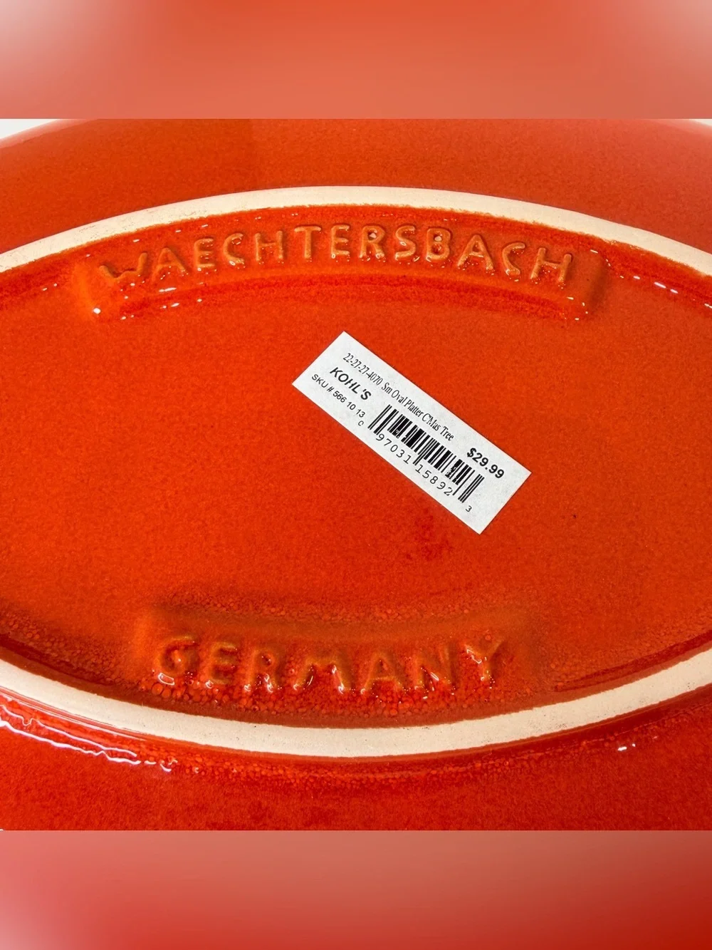 Waechtersbach Germany Red Christmas Tree Oval Platter 10.5” Holiday Vintage NWT